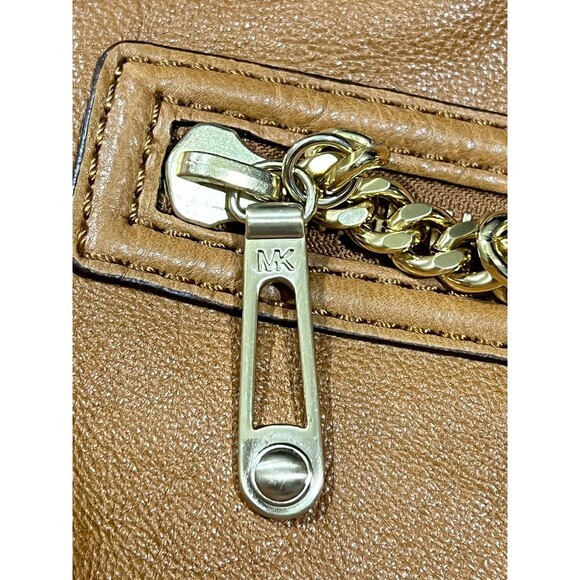 MICHAEL KORS CARAMEL TAN LEATHER SATCHEL HANDBAG. - Picture 12 of 12
